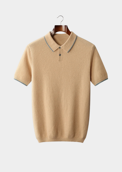 Premium Cashmere Mustard Two-Tone Polo | Vallentty