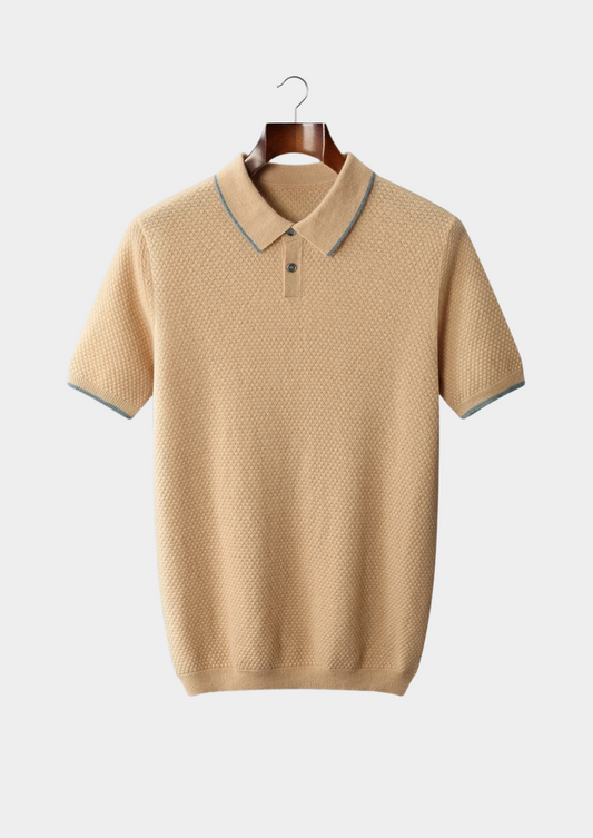 Premium Cashmere Mustard Two-Tone Polo | Vallentty