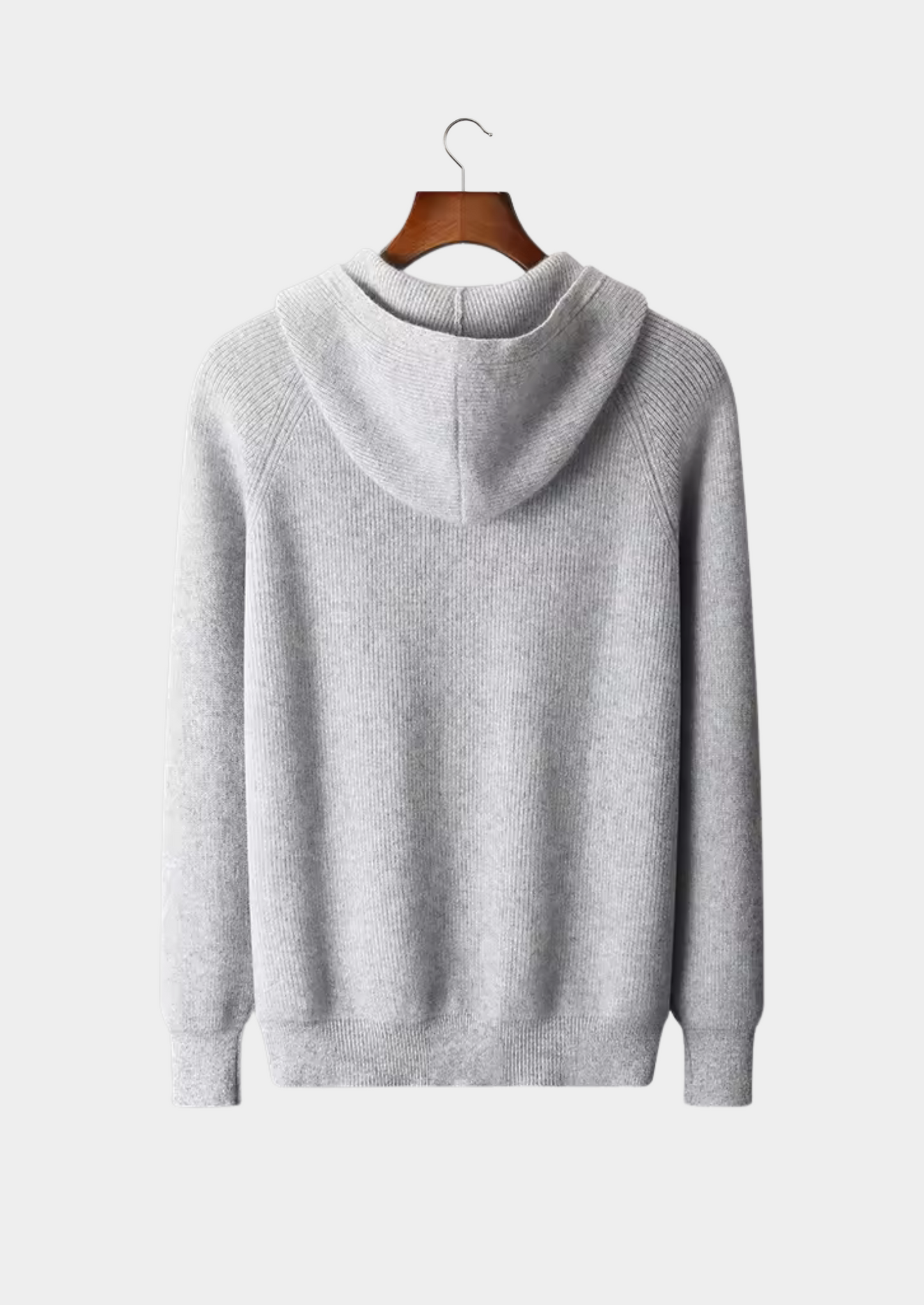 Pure Extra-Fine Merino Wool Ribbed Zip Hoodie | Vallentty