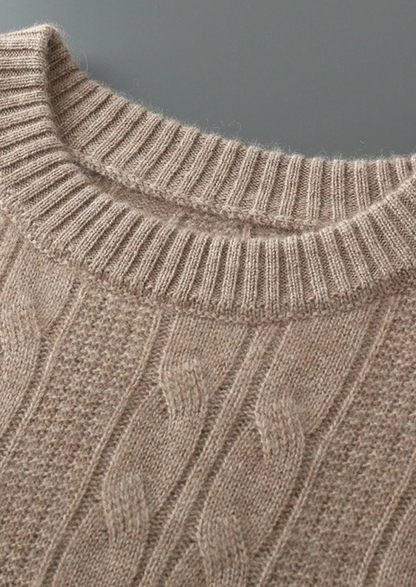 Pure Extra-Fine Merino Wool Cable Crewneck | Vallentty