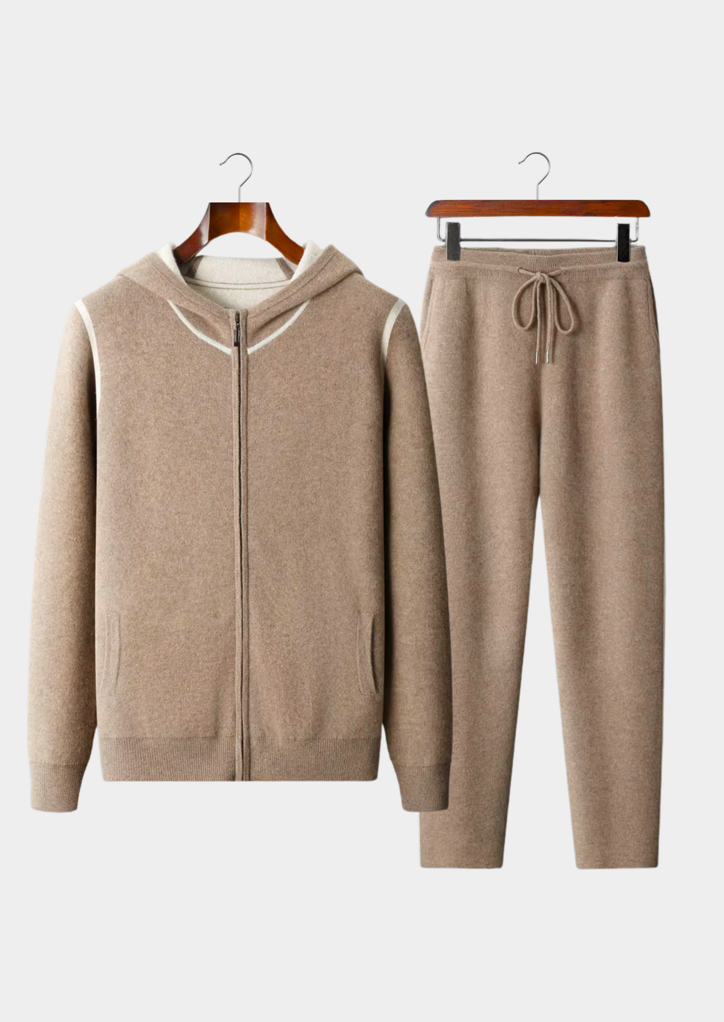 Premium Cashmere Beige Milano Leisure Set | Vallentty