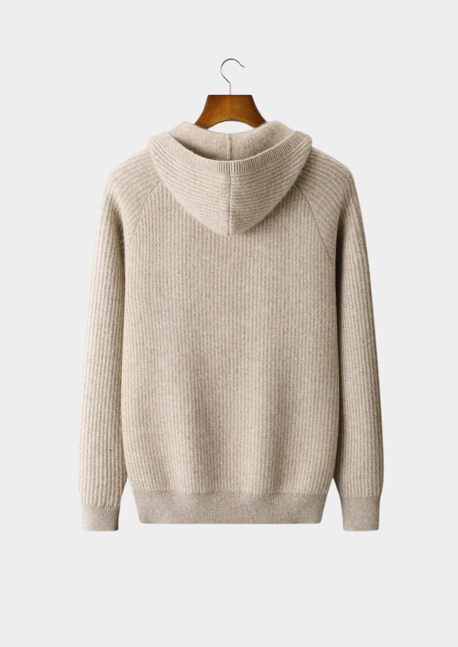 Pure Extra-Fine Merino Wool Ribbed Zipper Hoodie | Vallentty