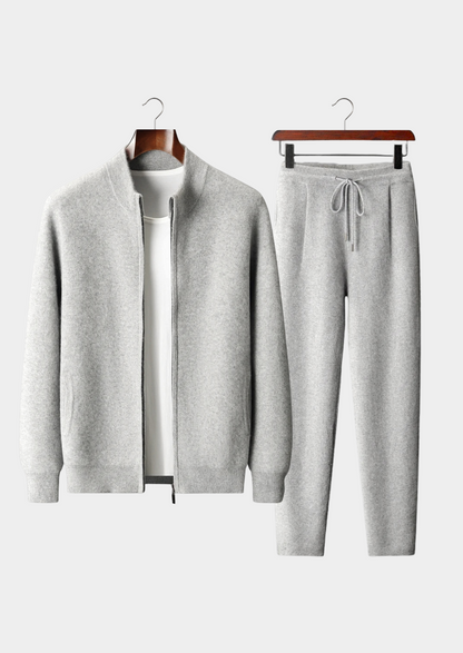 Premium Cashmere Light Gray Denis Leisure Set | Vallentty