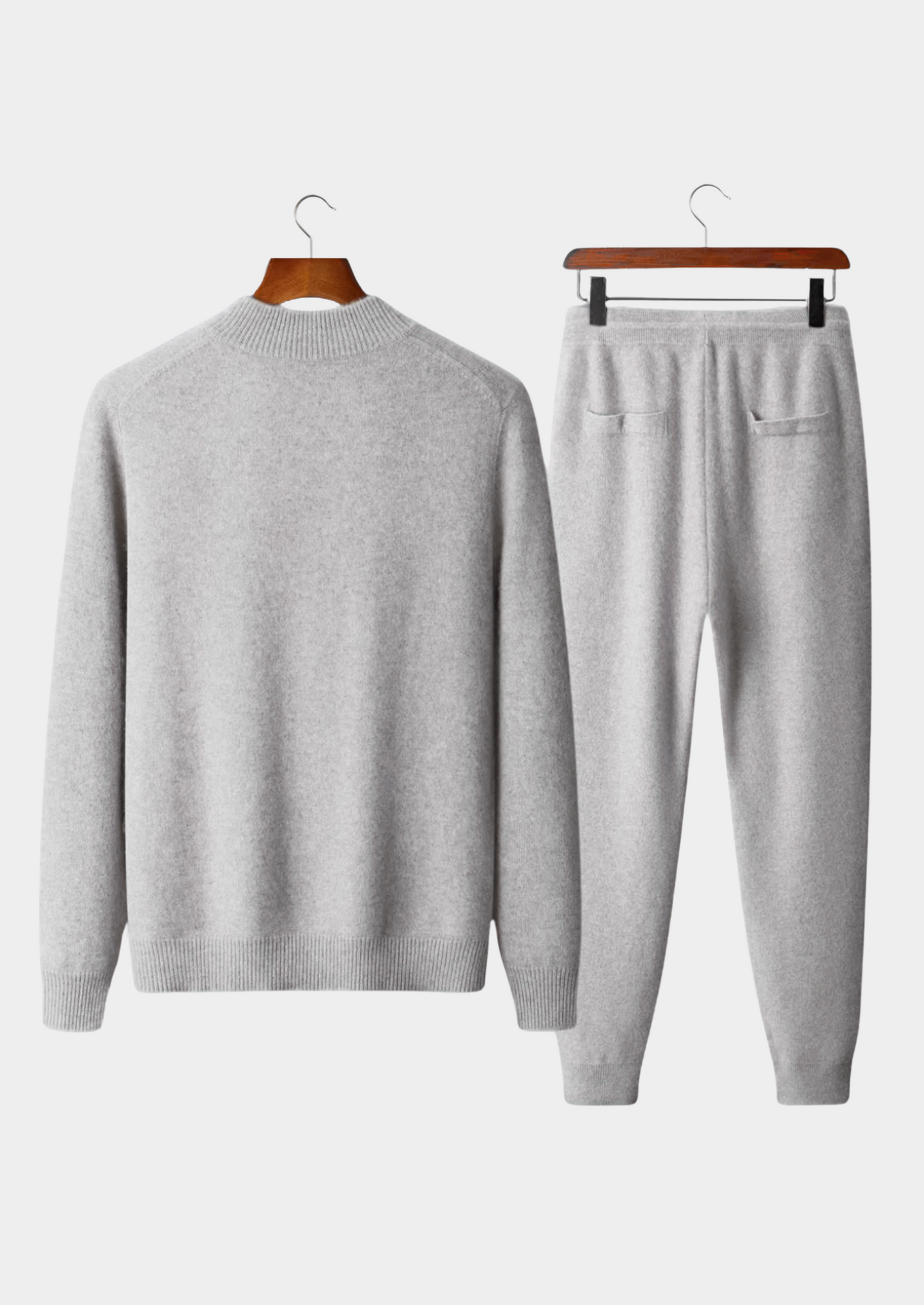 Pure Extra-Fine Merino Wool Light Gray Luzzo Set | Vallentty