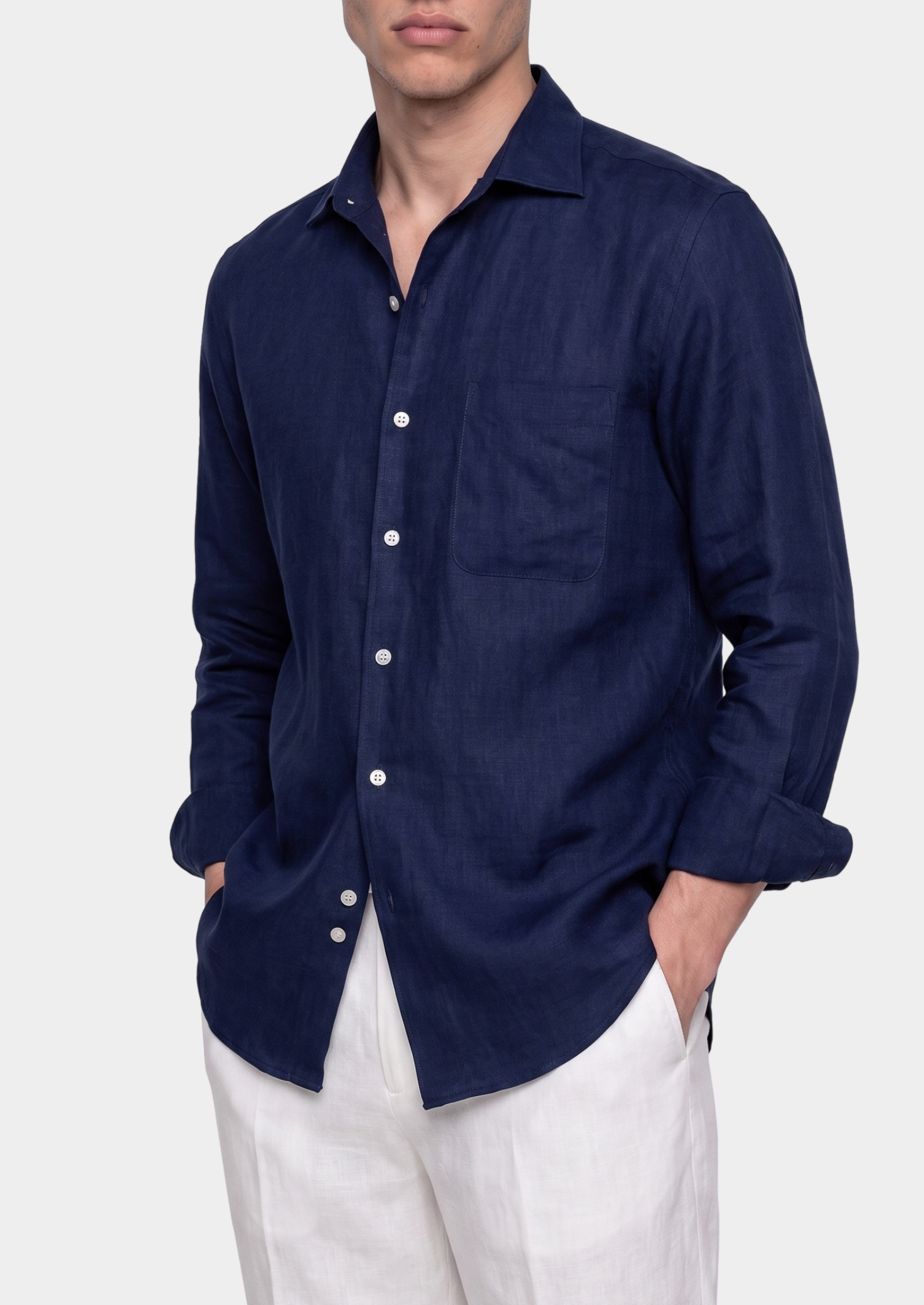 Amalfi Coastal Shirt - Navy Blue | Vallentty