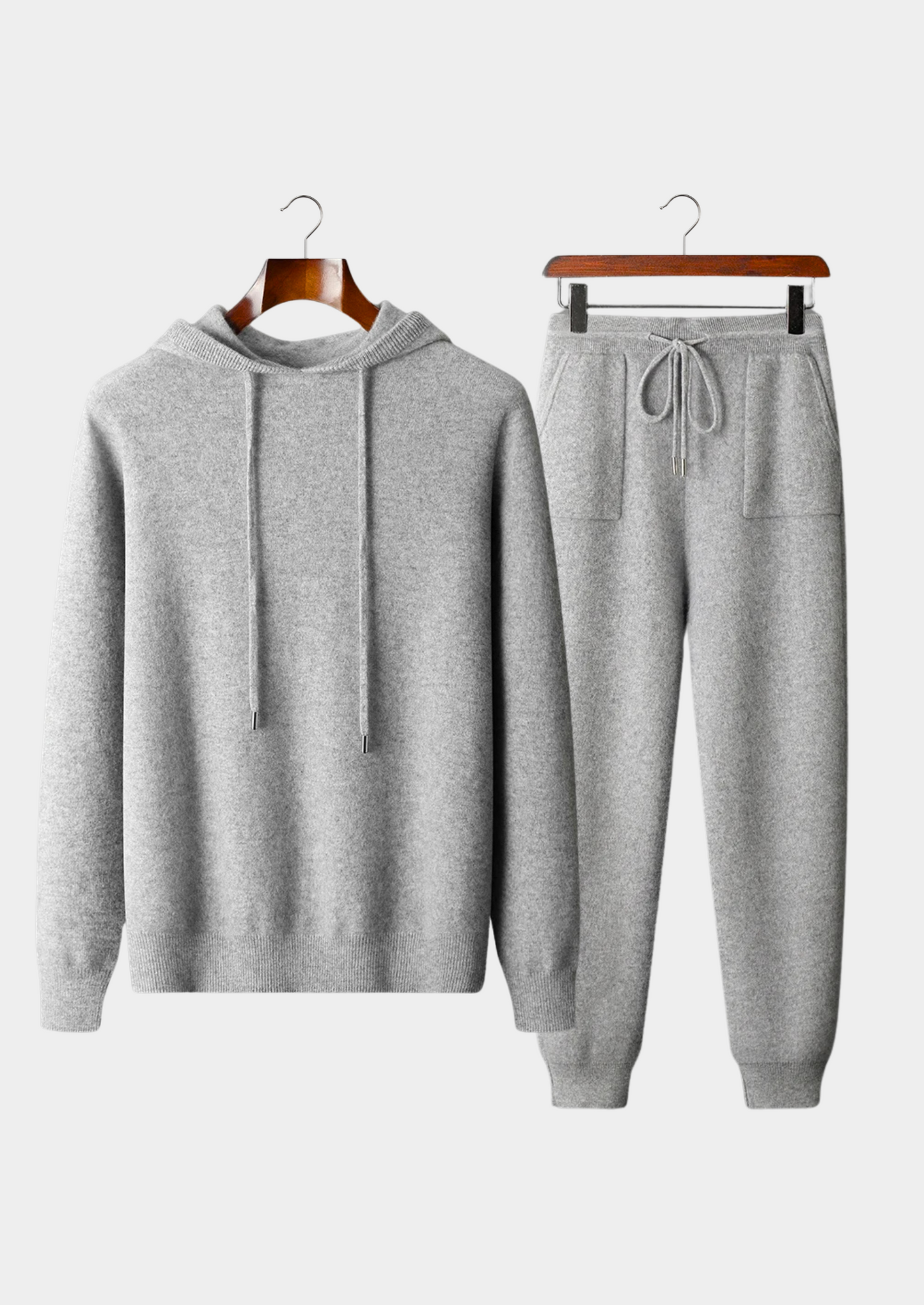 Premium Cashmere Light Gray Alain Leisure Set | Vallentty
