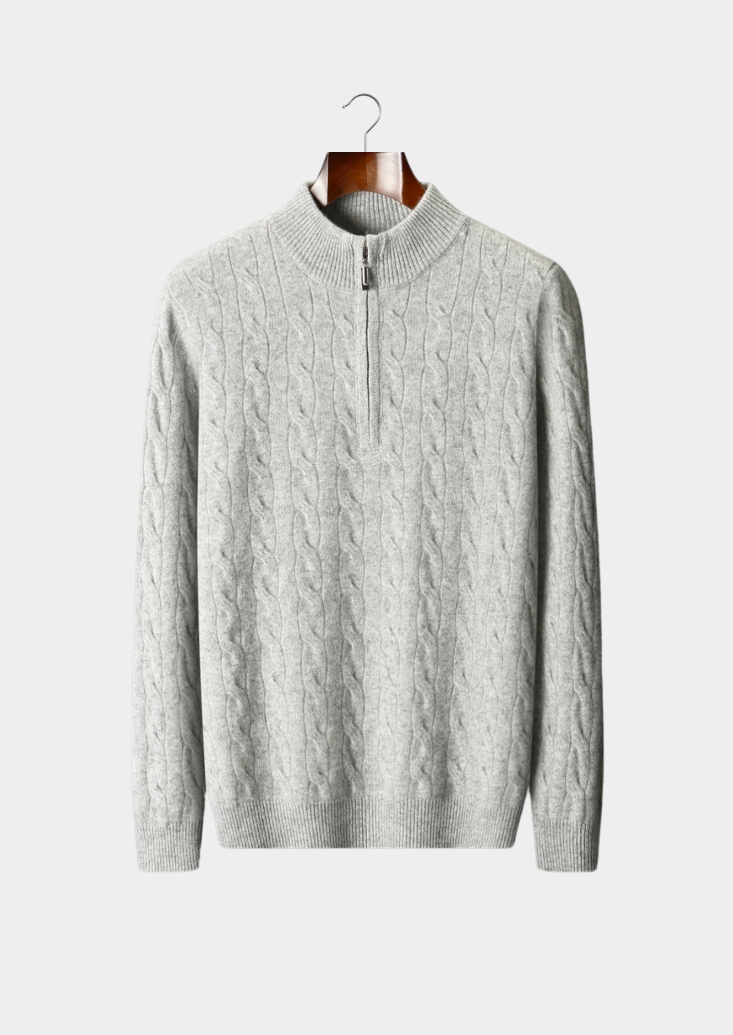Pure Extra-Fine Merino Wool Cable Half Zip | Vallentty