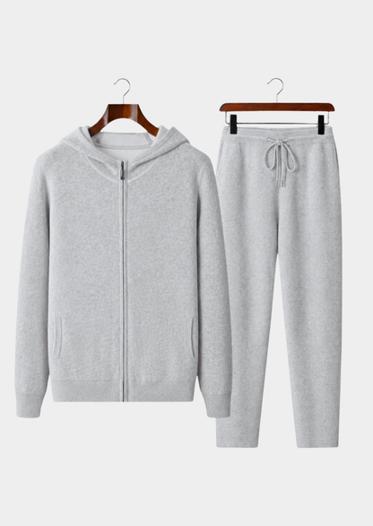 Premium Cashmere Light Gray Milano Leisure Set | Vallentty