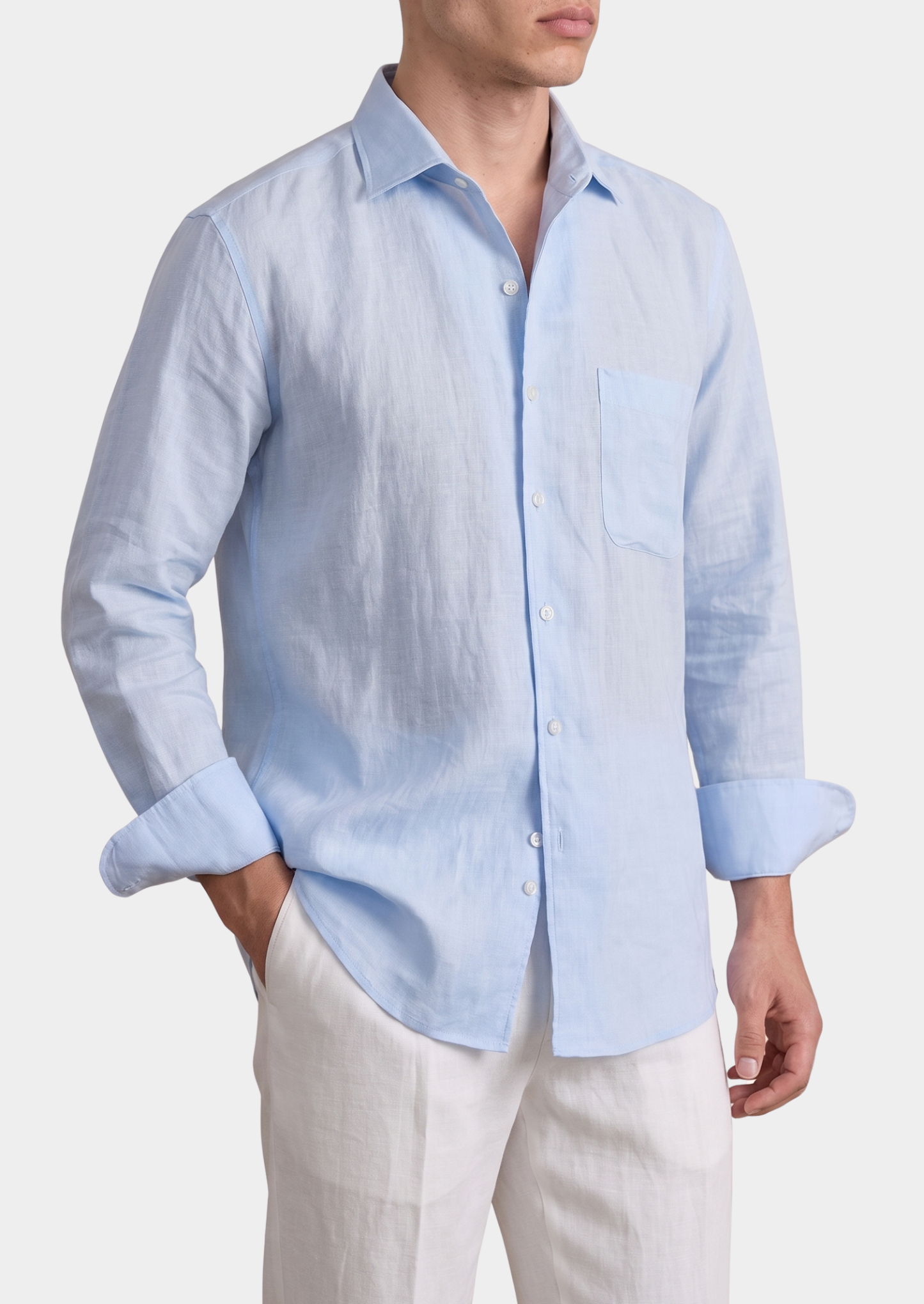 Amalfi Coastal Shirt - Light Blue | Vallentty