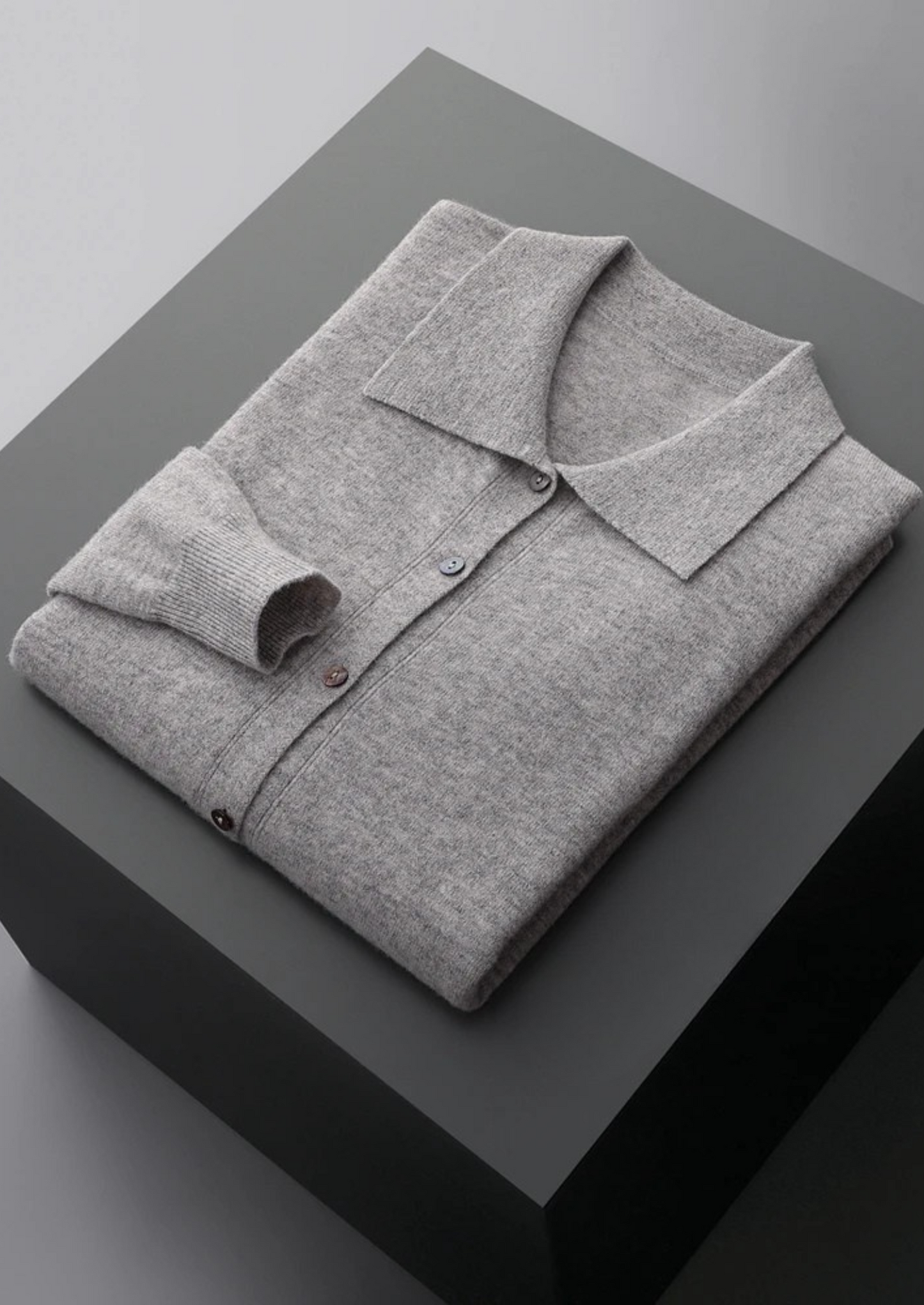 Pure Extra-Fine Merino Wool Polo Cardigan | Vallentty