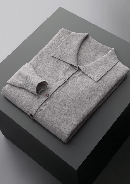 Pure Extra-Fine Merino Wool Polo Cardigan | Vallentty