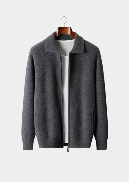 Premium Cashmere Zip Polo Cardigan | Vallentty