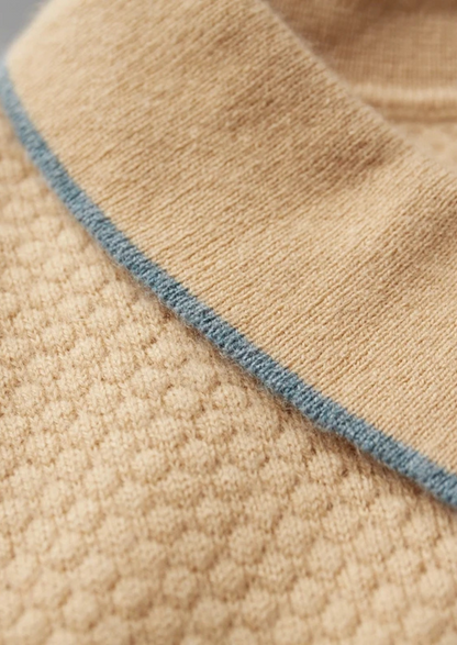 Premium Cashmere Mustard Two-Tone Polo | Vallentty