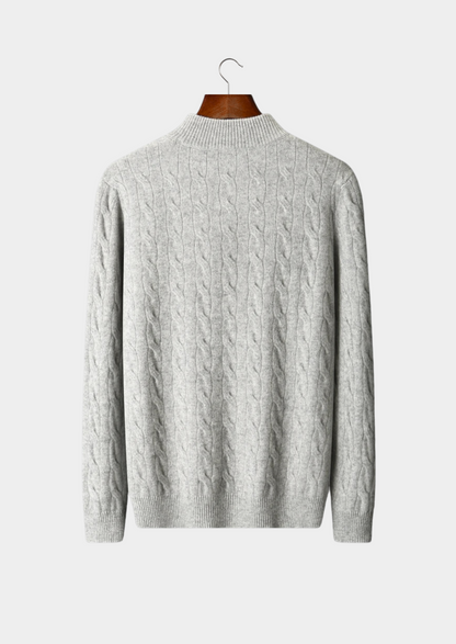 Pure Extra-Fine Merino Wool Cable Half Zip | Vallentty