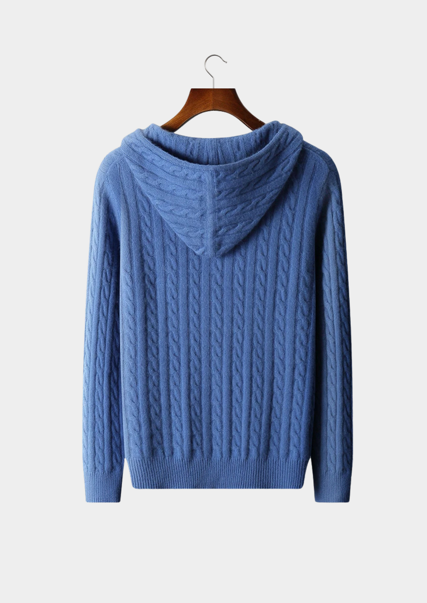 Premium Cashmere Cable Knit Zipper Hoodie | Vallentty