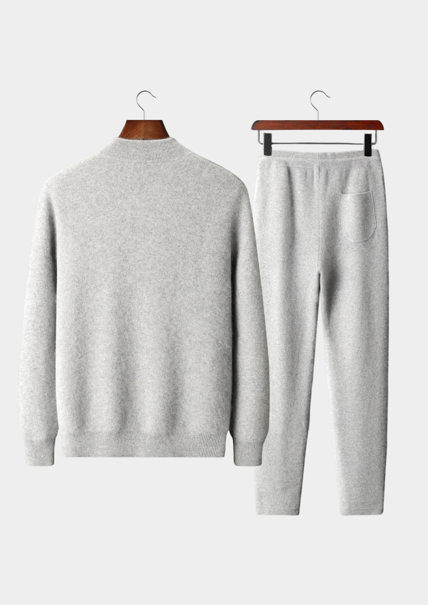Premium Cashmere Light Gray Denis Leisure Set | Vallentty
