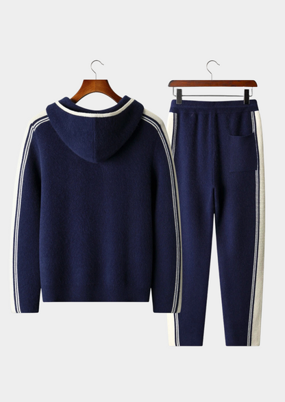 Pure Extra-Fine Merino Wool Navy Blue Damien Set | Vallentty