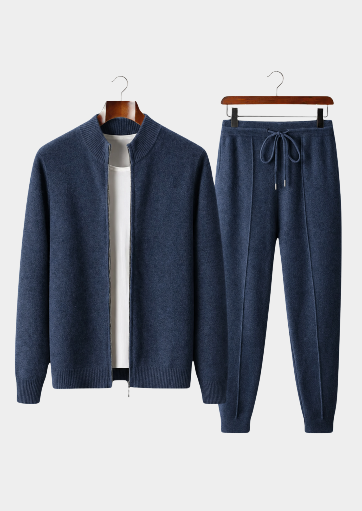 Pure Extra-Fine Merino Wool Navy Blue Luzzo Set | Vallentty