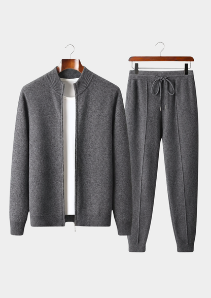 Pure Extra-Fine Merino Wool Dark Gray Luzzo Set | Vallentty