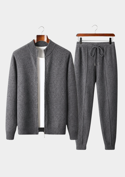 Pure Extra-Fine Merino Wool Dark Gray Luzzo Set | Vallentty