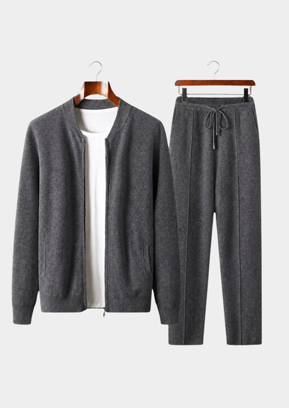 Pure Extra-Fine Merino Wool Dark Gray Falconi Set | Vallentty