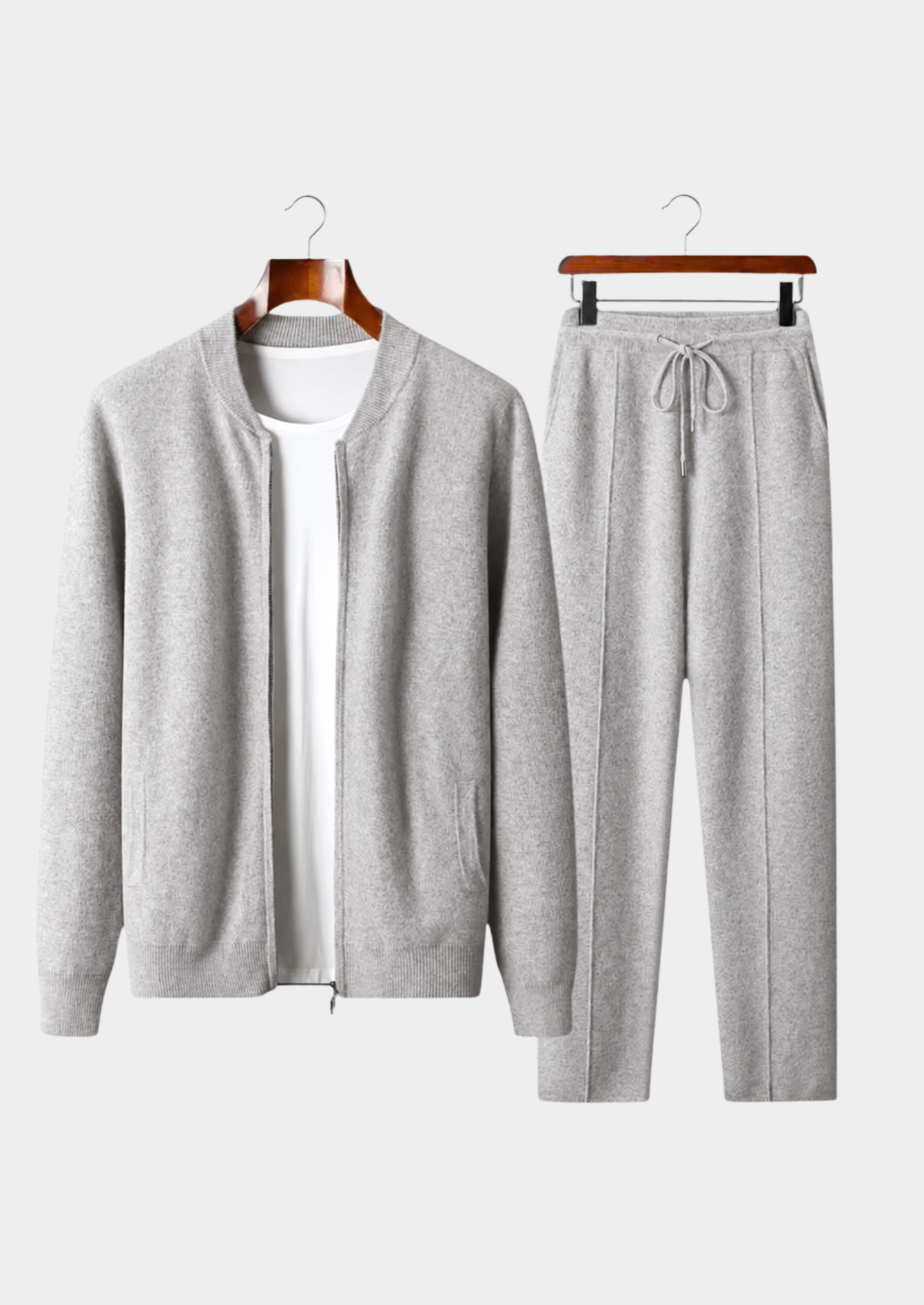 Pure Extra-Fine Merino Wool Light Gray Falconi Set | Vallentty