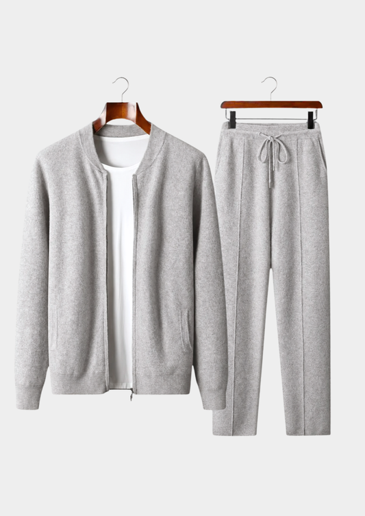 Pure Extra-Fine Merino Wool Light Gray Falconi Set | Vallentty