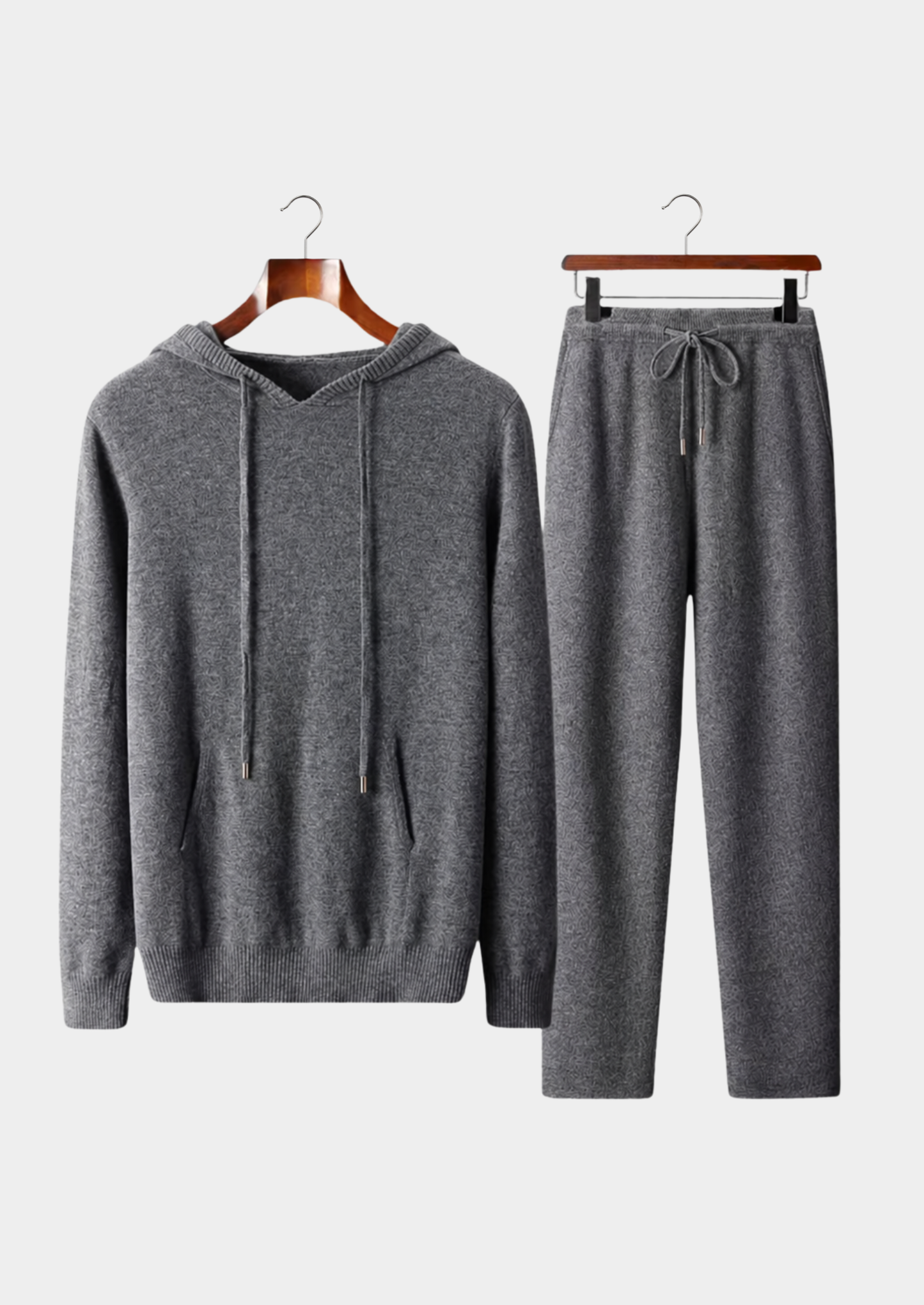 Pure Extra-Fine Merino Wool Dark Gray Savro Set | Vallentty