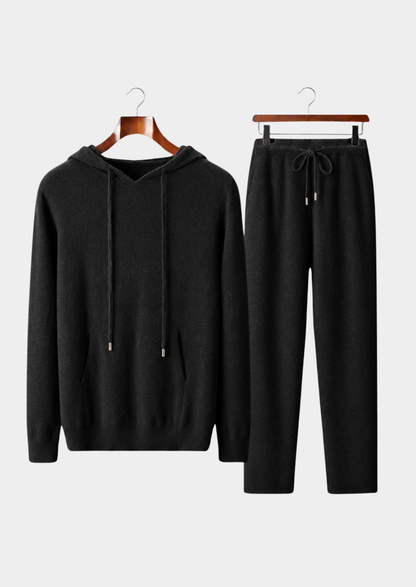 Pure Extra-Fine Merino Wool Black Savro Set | Vallentty