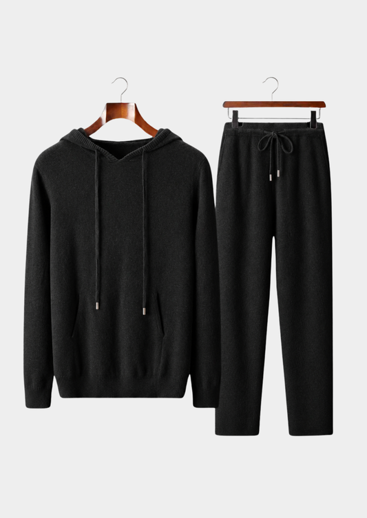 Pure Extra-Fine Merino Wool Black Savro Set | Vallentty
