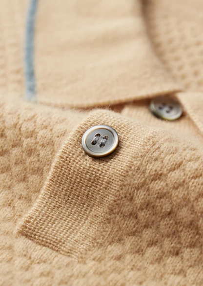 Premium Cashmere Mustard Two-Tone Polo | Vallentty