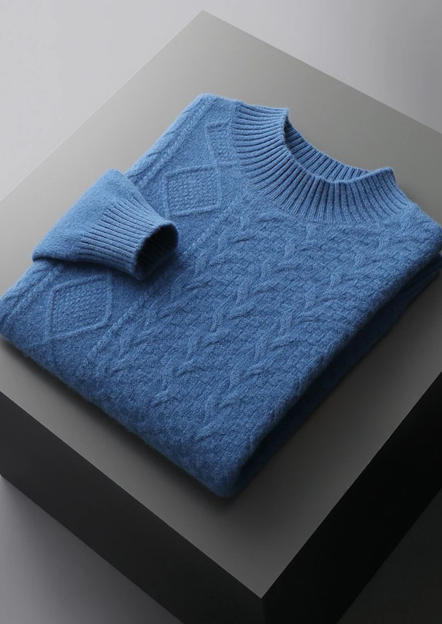 Pure Extra-Fine Merino Wool Jacquard Mockneck | Vallentty