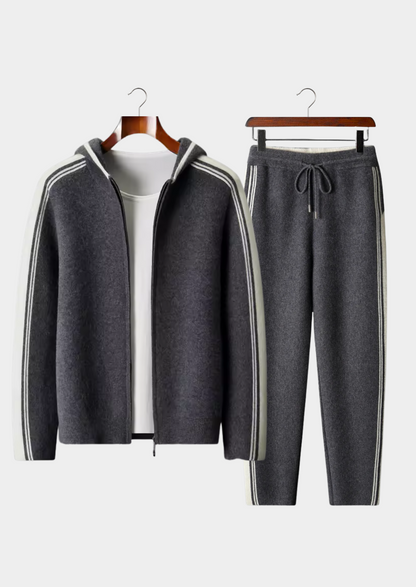 Pure Extra-Fine Merino Wool Dark Gray Damien Set | Vallentty