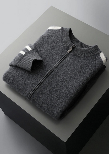 Pure Extra-Fine Merino Wool Striped Cardigan | Vallentty