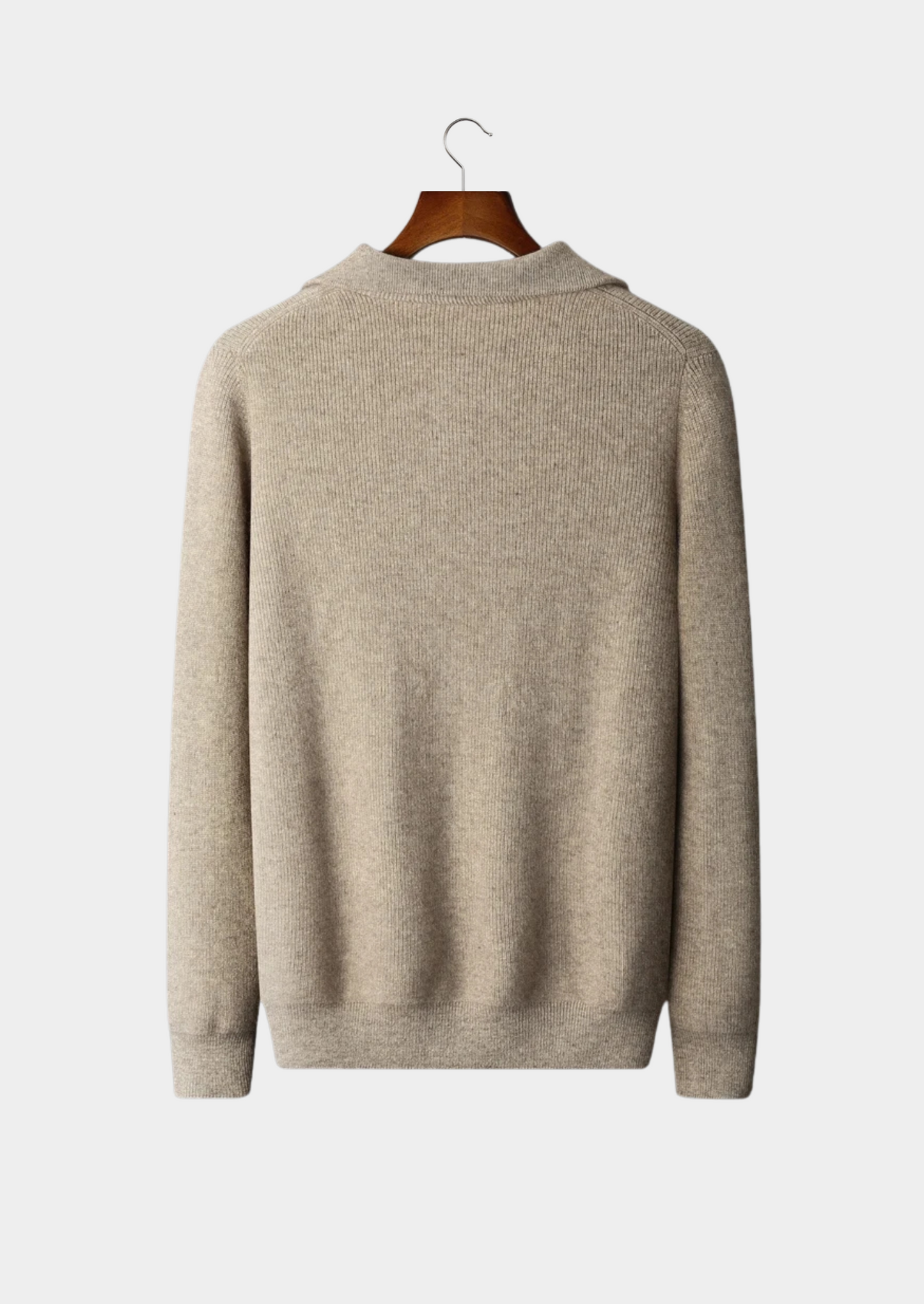 Premium Cashmere Ribbed Half-Zip Sweater | Vallentty