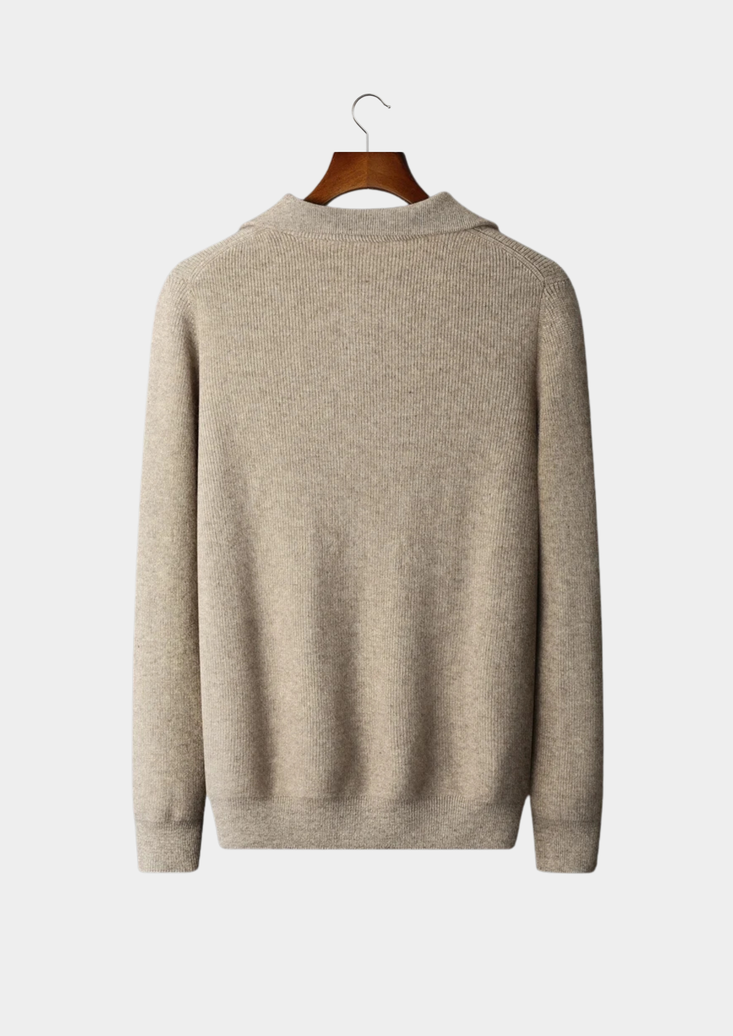 Premium Cashmere Ribbed Half-Zip Sweater | Vallentty