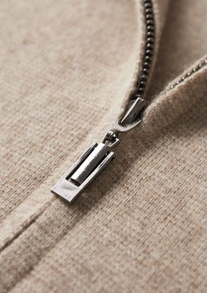 Pure Extra-Fine Merino Wool Zip Polo Cardigan | Vallentty
