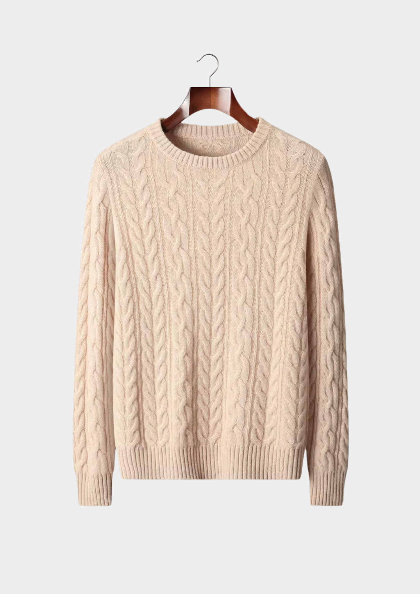 Pure Extra-Fine Merino Wool Cable Knit Crewneck | Vallentty
