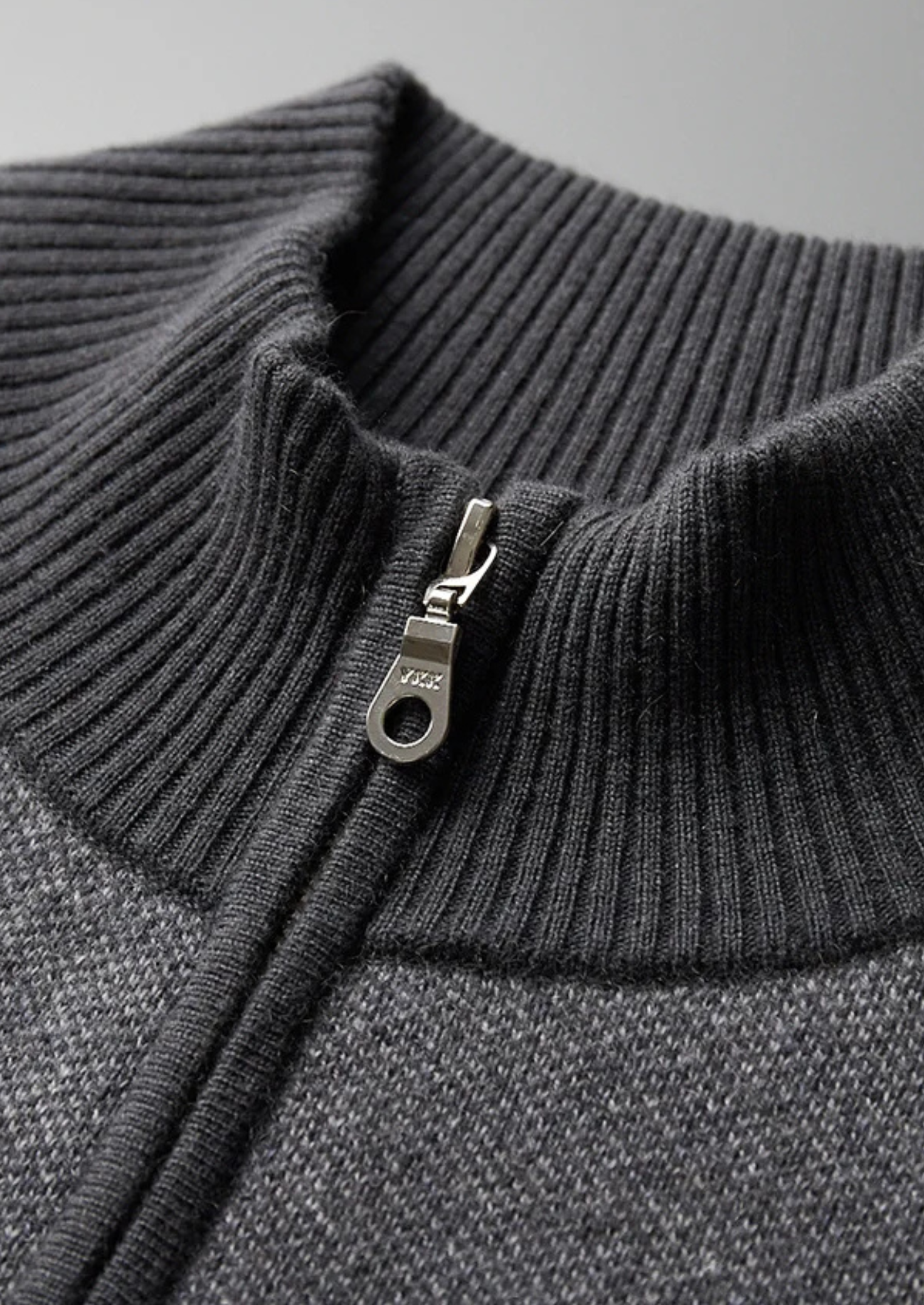 Premium Cashmere Jacquard Zip Cardigan | Vallentty