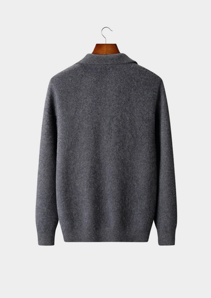 Premium Cashmere Zip Polo Cardigan | Vallentty