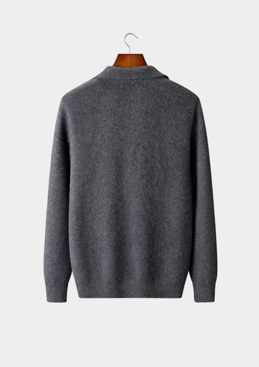 Premium Cashmere Zip Polo Cardigan | Vallentty