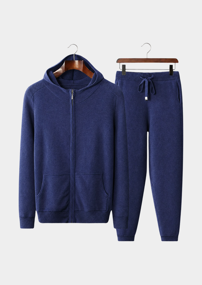 Premium Cashmere Navy Blue Kilian Leisure Set | Vallentty