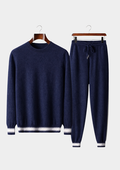 Premium Cashmere Navy Blue Vienna Leisure Set | Vallentty