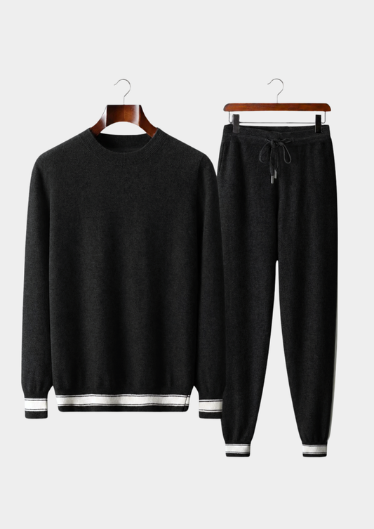 Premium Cashmere Black Vienna Leisure Set | Vallentty
