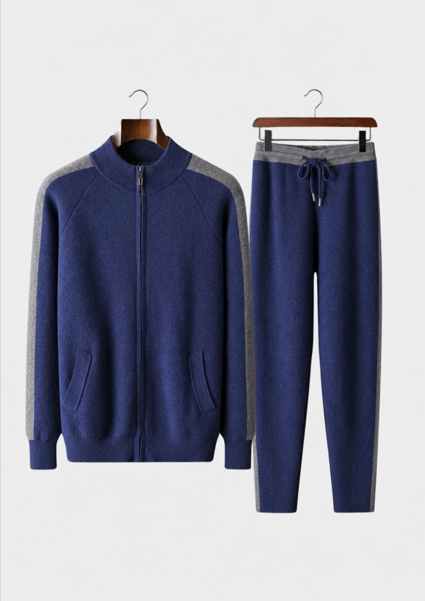 Premium Cashmere Navy Blue Torino Leisure Set | Vallentty