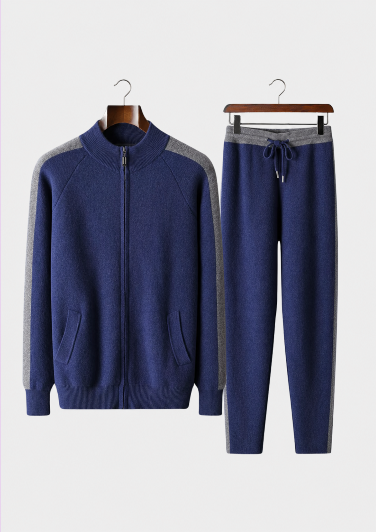 Premium Cashmere Navy Blue Torino Leisure Set | Vallentty