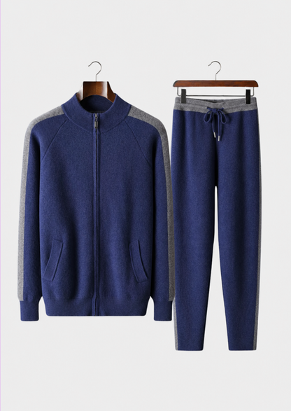 Premium Cashmere Navy Blue Torino Leisure Set | Vallentty