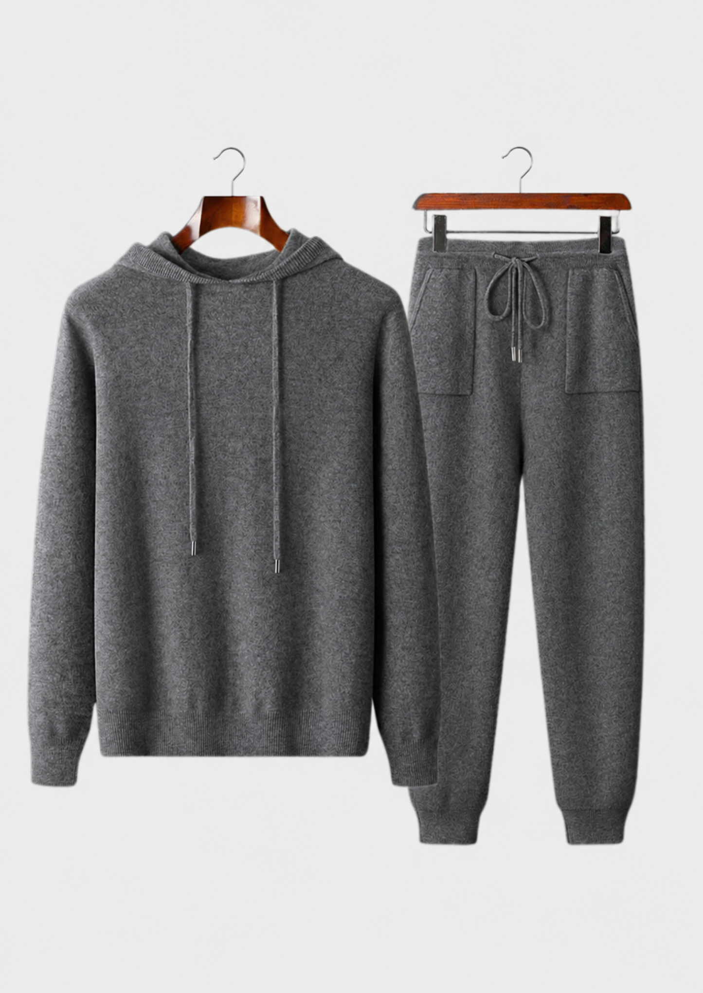 Premium Cashmere Dark Gray Alain Leisure Set | Vallentty