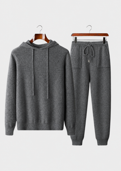 Premium Cashmere Dark Gray Alain Leisure Set | Vallentty