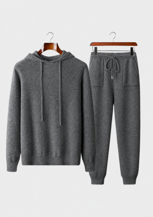 Premium Cashmere Dark Gray Alain Leisure Set | Vallentty